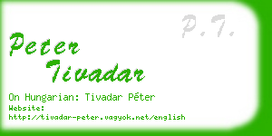peter tivadar business card